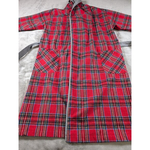 The Vermont Country Store Mens Double Comfort Portuguese Flannel Robe Red - Picture 5 of 10
